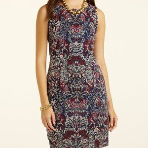 Tommy Hilfiger Bodycon Dress - Size 14 - Paisley Print Navy/Burgundy - EUC